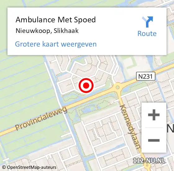 Locatie op kaart van de 112 melding: Ambulance Met Spoed Naar Nieuwkoop, Slikhaak op 14 oktober 2017 00:04