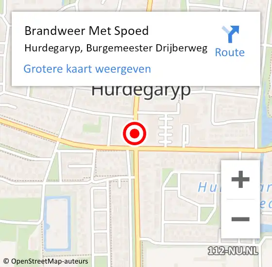 Locatie op kaart van de 112 melding: Brandweer Met Spoed Naar Hurdegaryp, Burgemeester Drijberweg op 14 oktober 2017 00:42