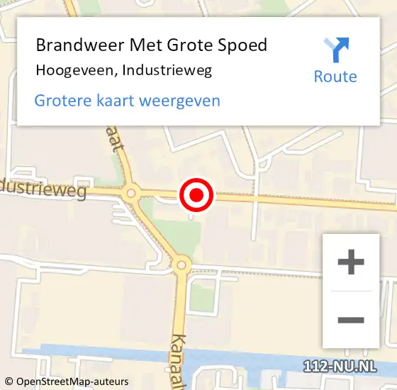 Locatie op kaart van de 112 melding: Brandweer Met Grote Spoed Naar Hoogeveen, Industrieweg op 14 oktober 2017 01:22