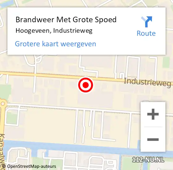 Locatie op kaart van de 112 melding: Brandweer Met Grote Spoed Naar Hoogeveen, Industrieweg op 14 oktober 2017 01:24