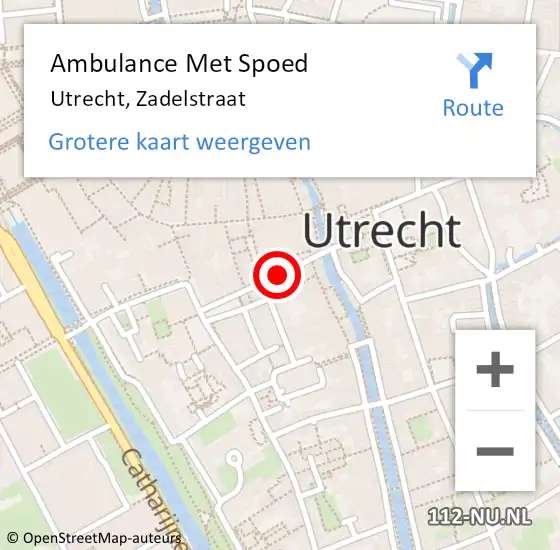 Locatie op kaart van de 112 melding: Ambulance Met Spoed Naar Utrecht, Zadelstraat op 14 oktober 2017 03:27