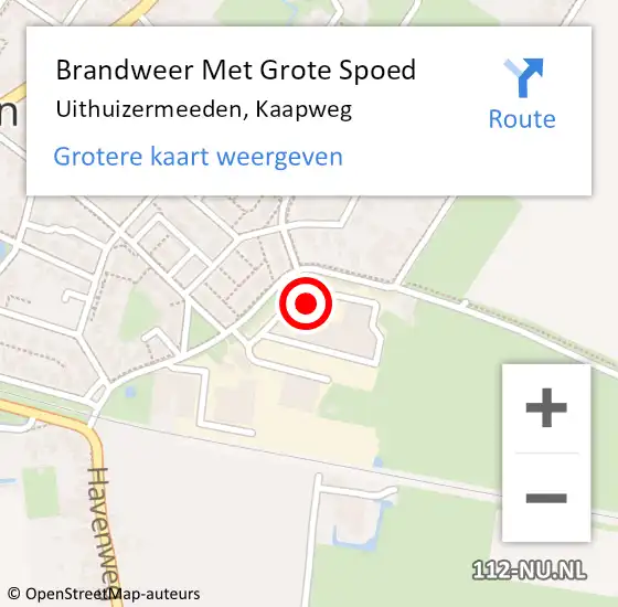 Locatie op kaart van de 112 melding: Brandweer Met Grote Spoed Naar Uithuizermeeden, Kaapweg op 14 oktober 2017 07:21