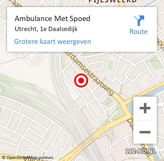 Locatie op kaart van de 112 melding: Ambulance Met Spoed Naar Utrecht, 1e Daalsedijk op 14 oktober 2017 07:35