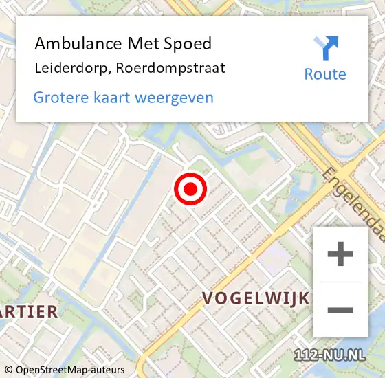 Locatie op kaart van de 112 melding: Ambulance Met Spoed Naar Leiderdorp, Roerdompstraat op 14 oktober 2017 07:36