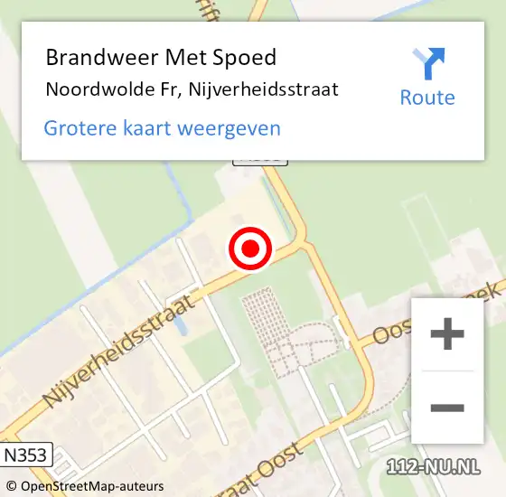 Locatie op kaart van de 112 melding: Brandweer Met Spoed Naar Noordwolde Fr, Nijverheidsstraat op 14 oktober 2017 08:50