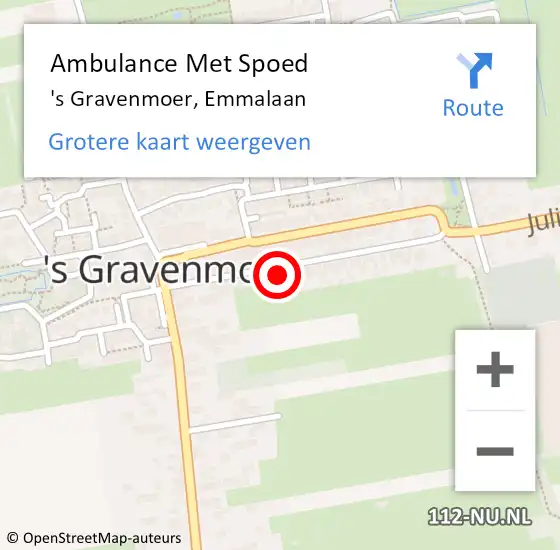 Locatie op kaart van de 112 melding: Ambulance Met Spoed Naar 's Gravenmoer, Emmalaan op 14 oktober 2017 09:45