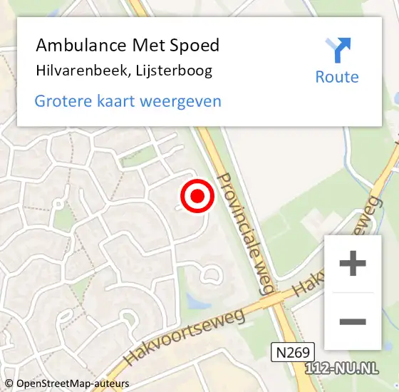 Locatie op kaart van de 112 melding: Ambulance Met Spoed Naar Hilvarenbeek, Lijsterboog op 14 oktober 2017 10:48