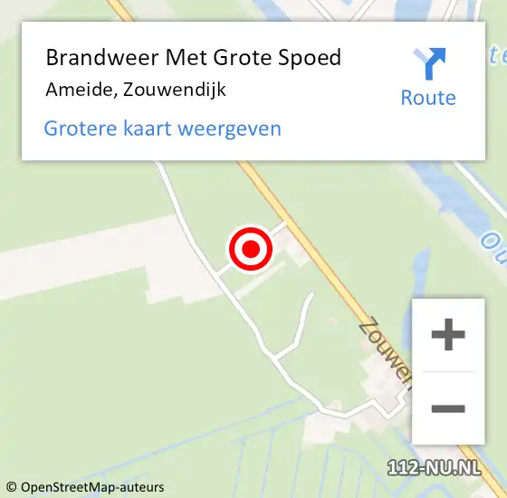 Locatie op kaart van de 112 melding: Brandweer Met Grote Spoed Naar Ameide, Zouwendijk op 14 oktober 2017 11:14