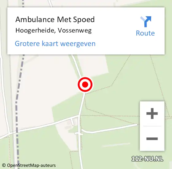 Locatie op kaart van de 112 melding: Ambulance Met Spoed Naar Hoogerheide, Vossenweg op 14 oktober 2017 11:29