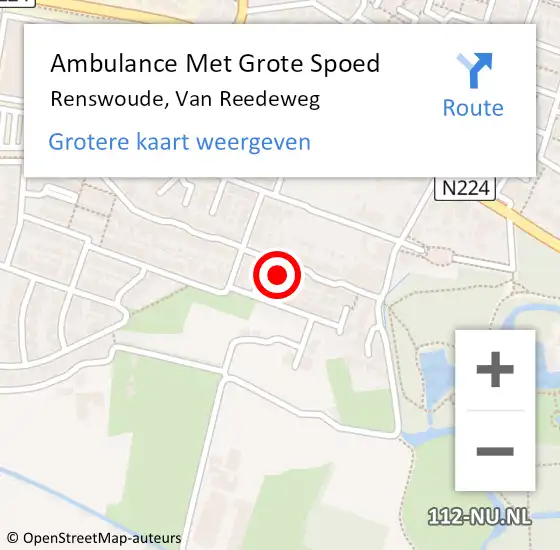 Locatie op kaart van de 112 melding: Ambulance Met Grote Spoed Naar Renswoude, Van Reedeweg op 14 oktober 2017 11:33