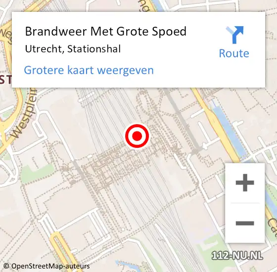 Locatie op kaart van de 112 melding: Brandweer Met Grote Spoed Naar Utrecht, Stationshal op 14 oktober 2017 12:20