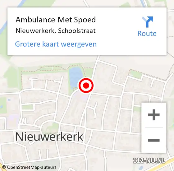 Locatie op kaart van de 112 melding: Ambulance Met Spoed Naar Nieuwerkerk, Schoolstraat op 14 oktober 2017 12:25