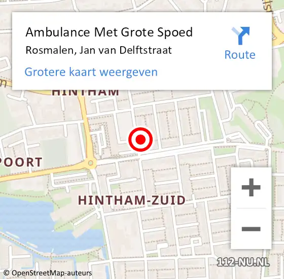 Locatie op kaart van de 112 melding: Ambulance Met Grote Spoed Naar Rosmalen, Jan van Delftstraat op 14 oktober 2017 12:33