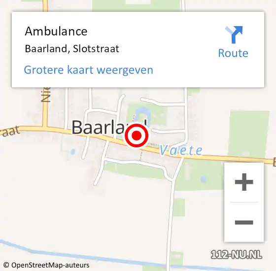 Locatie op kaart van de 112 melding: Ambulance Baarland, Slotstraat op 4 februari 2014 08:05