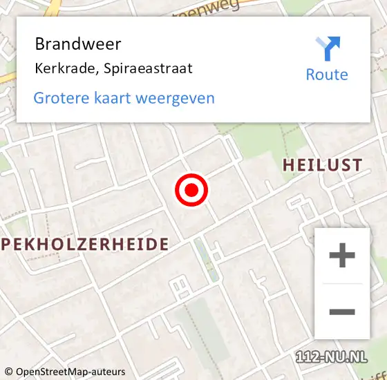 Locatie op kaart van de 112 melding: Brandweer Kerkrade, Spiraeastraat op 4 februari 2014 08:08