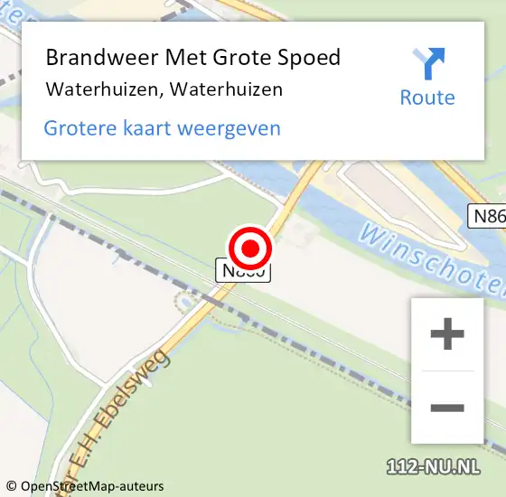 Locatie op kaart van de 112 melding: Brandweer Met Grote Spoed Naar Waterhuizen, Waterhuizen op 14 oktober 2017 13:43