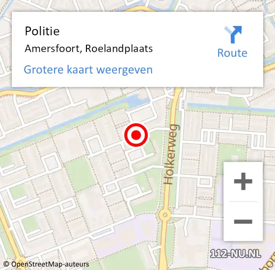 Locatie op kaart van de 112 melding: Politie Amersfoort, Roelandplaats op 14 oktober 2017 14:04