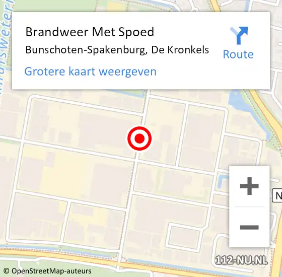 Locatie op kaart van de 112 melding: Brandweer Met Spoed Naar Bunschoten-Spakenburg, De Kronkels op 14 oktober 2017 14:15