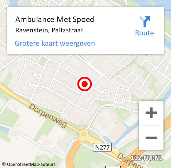 Locatie op kaart van de 112 melding: Ambulance Met Spoed Naar Ravenstein, Paltzstraat op 14 oktober 2017 14:36
