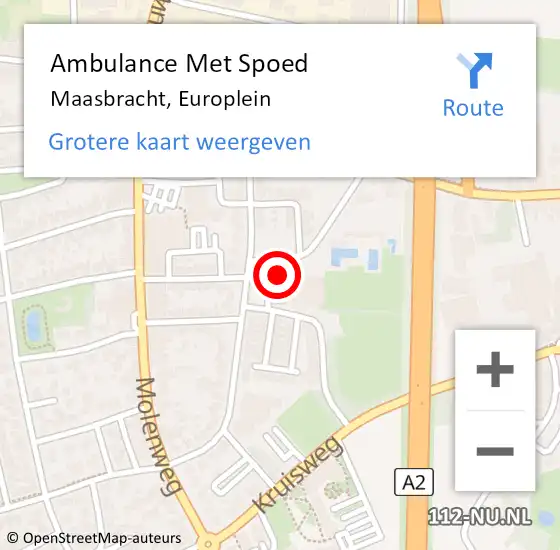 Locatie op kaart van de 112 melding: Ambulance Met Spoed Naar Maasbracht, Europlein op 14 oktober 2017 14:48