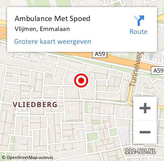Locatie op kaart van de 112 melding: Ambulance Met Spoed Naar Vlijmen, Emmalaan op 14 oktober 2017 15:14