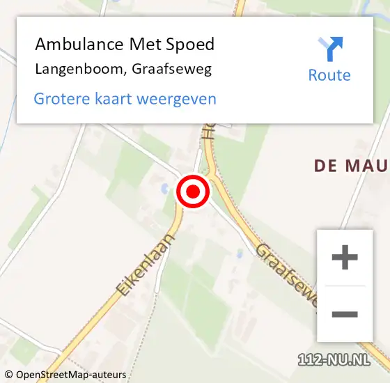 Locatie op kaart van de 112 melding: Ambulance Met Spoed Naar Langenboom, Graafseweg op 14 oktober 2017 15:34