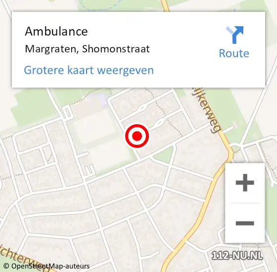 Locatie op kaart van de 112 melding: Ambulance Margraten, Shomonstraat op 4 februari 2014 08:27