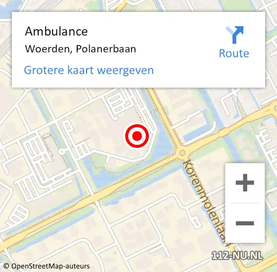 Locatie op kaart van de 112 melding: Ambulance Woerden, Polanerbaan op 14 oktober 2017 15:54