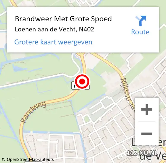 Locatie op kaart van de 112 melding: Brandweer Met Grote Spoed Naar Loenen aan de Vecht, N402 op 14 oktober 2017 16:49