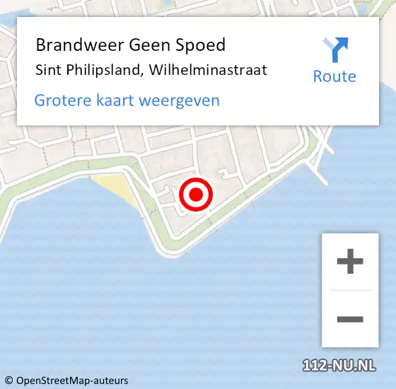 Locatie op kaart van de 112 melding: Brandweer Geen Spoed Naar Sint Philipsland, Wilhelminastraat op 14 oktober 2017 16:55