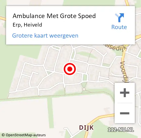 Locatie op kaart van de 112 melding: Ambulance Met Grote Spoed Naar Erp, Heiveld op 14 oktober 2017 17:55