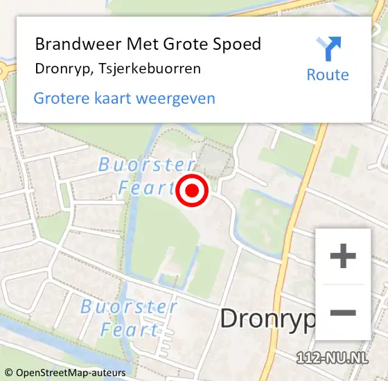 Locatie op kaart van de 112 melding: Brandweer Met Grote Spoed Naar Dronryp, Tsjerkebuorren op 14 oktober 2017 18:30