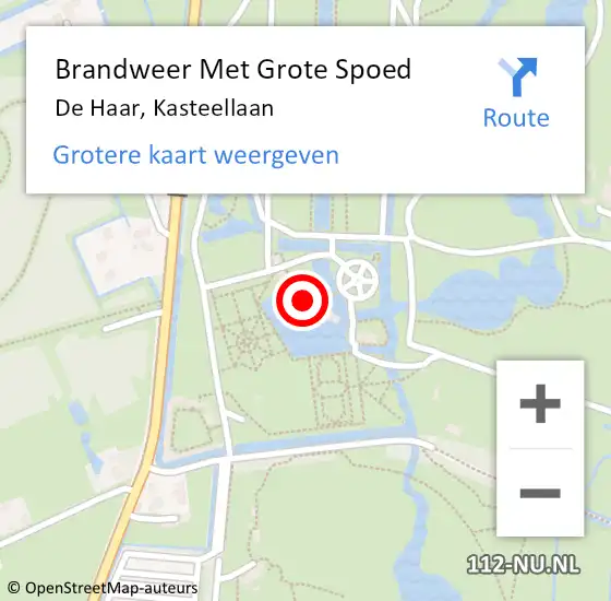 Locatie op kaart van de 112 melding: Brandweer Met Grote Spoed Naar De Haar, Kasteellaan op 14 oktober 2017 18:48