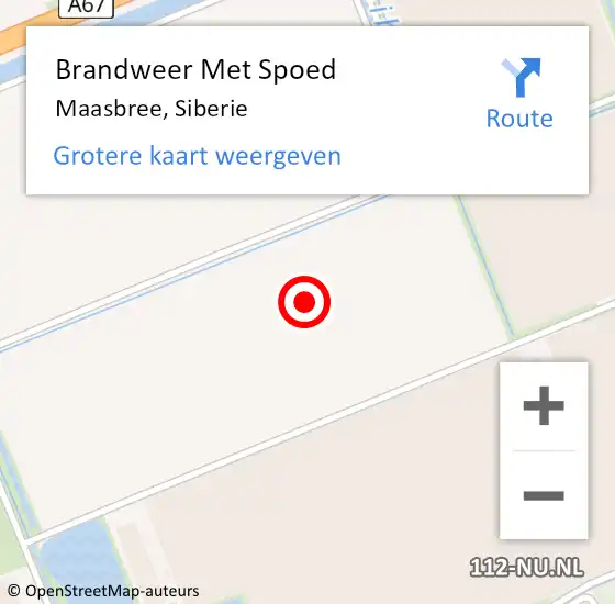 Locatie op kaart van de 112 melding: Brandweer Met Spoed Naar Maasbree, Siberie op 14 oktober 2017 18:54