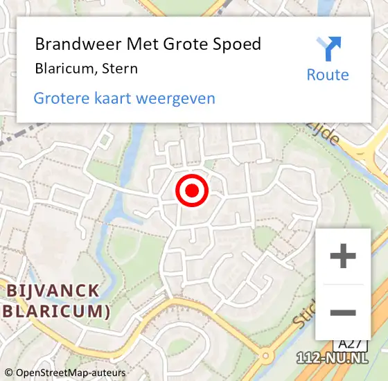 Locatie op kaart van de 112 melding: Brandweer Met Grote Spoed Naar Blaricum, Stern op 14 oktober 2017 18:56