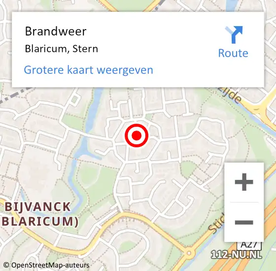 Locatie op kaart van de 112 melding: Brandweer Blaricum, Stern op 14 oktober 2017 18:59