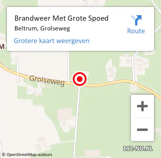 Locatie op kaart van de 112 melding: Brandweer Met Grote Spoed Naar Beltrum, Grolseweg op 14 oktober 2017 19:32