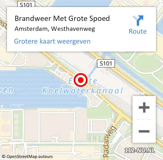 Locatie op kaart van de 112 melding: Brandweer Met Grote Spoed Naar Amsterdam, Westhavenweg op 14 oktober 2017 19:32