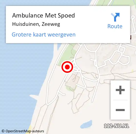 Locatie op kaart van de 112 melding: Ambulance Met Spoed Naar Huisduinen, Zeeweg op 14 oktober 2017 20:27