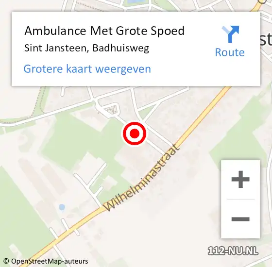 Locatie op kaart van de 112 melding: Ambulance Met Grote Spoed Naar Sint Jansteen, Badhuisweg op 14 oktober 2017 20:33