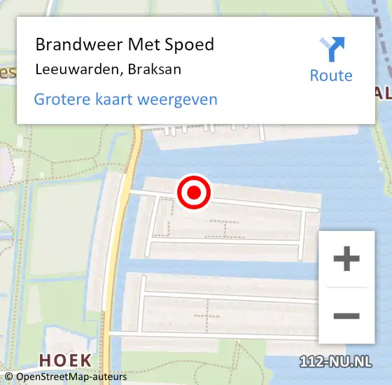 Locatie op kaart van de 112 melding: Brandweer Met Spoed Naar Leeuwarden, Braksan op 14 oktober 2017 20:45