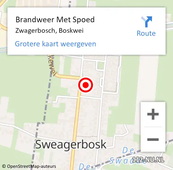 Locatie op kaart van de 112 melding: Brandweer Met Spoed Naar Zwagerbosch, Boskwei op 14 oktober 2017 20:50