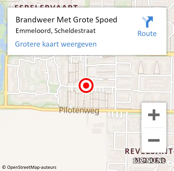 Locatie op kaart van de 112 melding: Brandweer Met Grote Spoed Naar Emmeloord, Scheldestraat op 14 oktober 2017 20:56