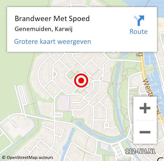 Locatie op kaart van de 112 melding: Brandweer Met Spoed Naar Genemuiden, Karwij op 14 oktober 2017 21:08