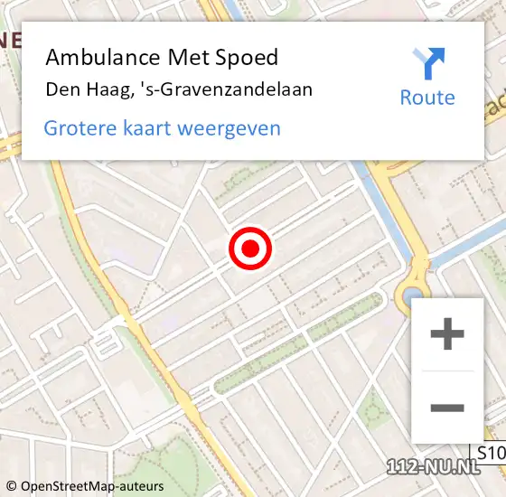 Locatie op kaart van de 112 melding: Ambulance Met Spoed Naar Den Haag, 's-Gravenzandelaan op 14 oktober 2017 21:09