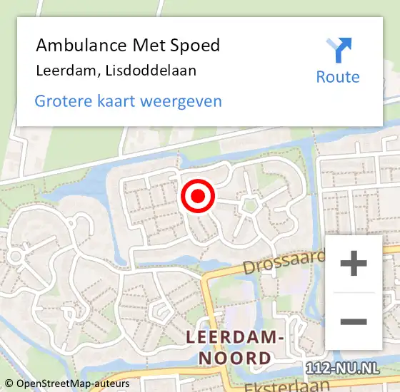 Locatie op kaart van de 112 melding: Ambulance Met Spoed Naar Leerdam, Lisdoddelaan op 14 oktober 2017 21:23