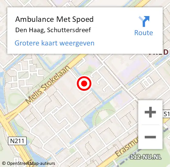 Locatie op kaart van de 112 melding: Ambulance Met Spoed Naar Den Haag, Schuttersdreef op 14 oktober 2017 21:25