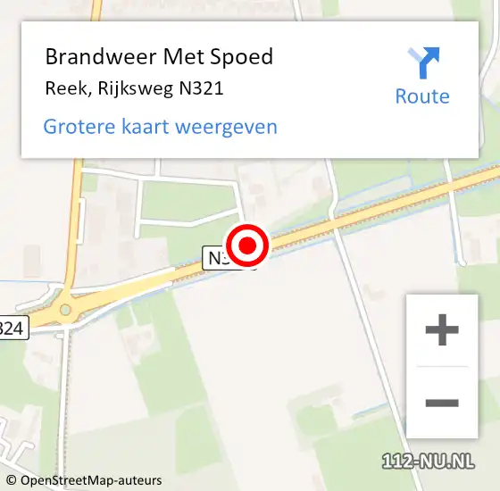 Locatie op kaart van de 112 melding: Brandweer Met Spoed Naar Reek, Rijksweg N321 op 14 oktober 2017 21:31