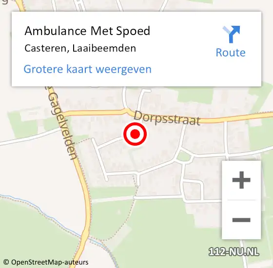 Locatie op kaart van de 112 melding: Ambulance Met Spoed Naar Casteren, Laaibeemden op 14 oktober 2017 21:43