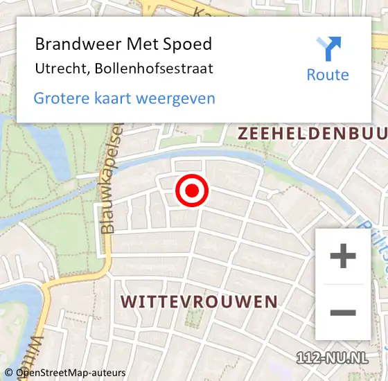 Locatie op kaart van de 112 melding: Brandweer Met Spoed Naar Utrecht, Bollenhofsestraat op 14 oktober 2017 21:55